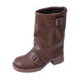 thumbnail image 1 of Abomasnow Women's PU Slouchy Mid Calf Boots with Buckle Detail and Block Heel for Casual Daily Wear, 1 of 9