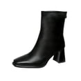 thumbnail image 1 of Abomasnow Women's PU Square Toe Stretch Ankle Boots with Back Zipper and Chunky Block Heel for Daily and Dressy Occasions, 1 of 6