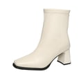 thumbnail image 1 of Abomasnow Women's PU Square Toe Stretch Ankle Boots with Back Zipper and Chunky Block Heel for Daily and Dressy Occasions, 1 of 7
