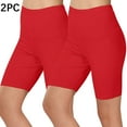 thumbnail image 1 of Abomasnow Women's Plus Size Bike Shorts 2 Pcs High Waist Stretchy Yoga Shorts Casual Solid Above Knee Bermuda Short M-XXXL, 1 of 8