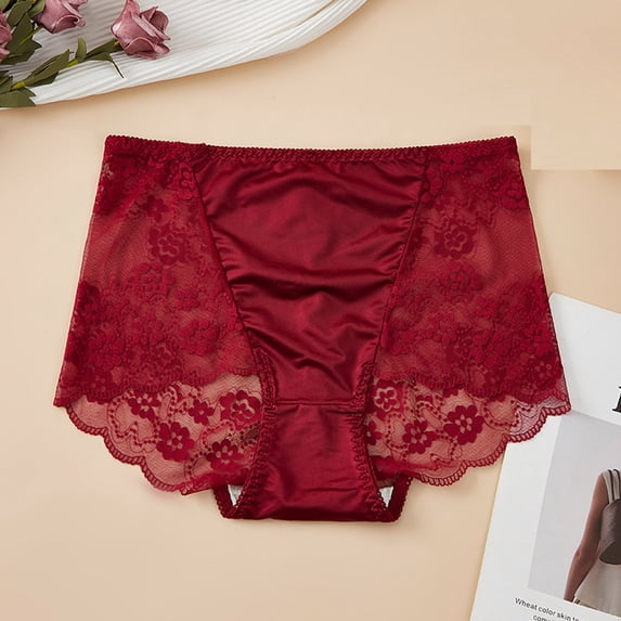 Abomasnow Women's Plus Size Briefs Hi Cut Full Brief Panty Lace Trimmed Milk Protein Fiber Underwear L-4XL