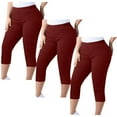 thumbnail image 1 of Abomasnow Women's Plus Size Capri Pants 3 Pack Slim FIt Elastic Waist Yoga Shorts Casual Solid Stretchy Athletic Bottoms Pants, 1 of 7