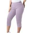 thumbnail image 1 of Abomasnow Women's Plus Size Capri Pants Slim Fit Elastic Waist Stretch Knee Length Pants Soft Wrinkle Free Pull On Capris S-5XL, 1 of 8