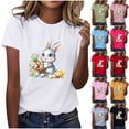 thumbnail image 1 of Abomasnow Women's Plus Size Easter Shirts Short Sleeve Crewneck Happy Easter Bunny Shirts Cute Rabbit Graphic Tee Shirts, 1 of 5