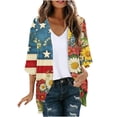 thumbnail image 1 of Abomasnow Women's Plus Size Jackets Independence Day Long Sleeve V-Neck Printed Cardigans Casual Soft Lightweight Coats, 1 of 5