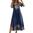 thumbnail image 1 of Abomasnow Women's Plus Size Maxi Dresses Loose Fit Floral Short Sleeve Crewneck Split T Shirt Dress Summer Vacation Clothes XL-5XL, 1 of 6