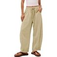 thumbnail image 1 of Abomasnow Women's Plus Size Palazzo Pants Elastic High Waist Drawstring Wide Leg Pants Casual Lightweight Beach Vacation Trousers with Pockets, 1 of 6