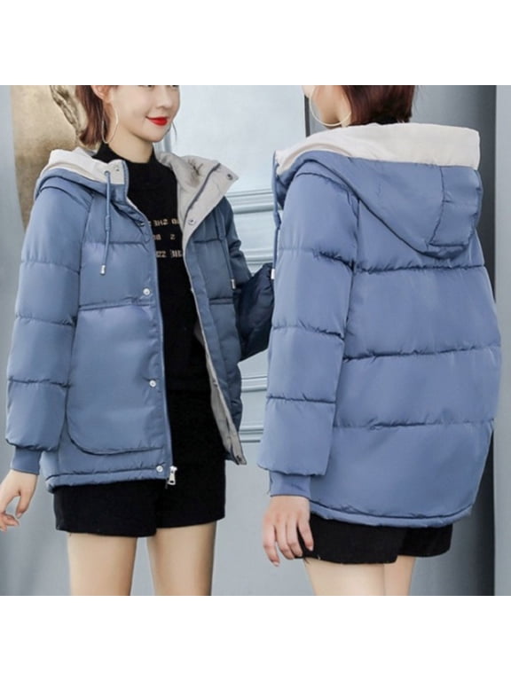 Women's Puffer Jacket with Hood Lightweight Thermal Quilted Coat with Pockets Winter Zip-up Warm Down Jacket