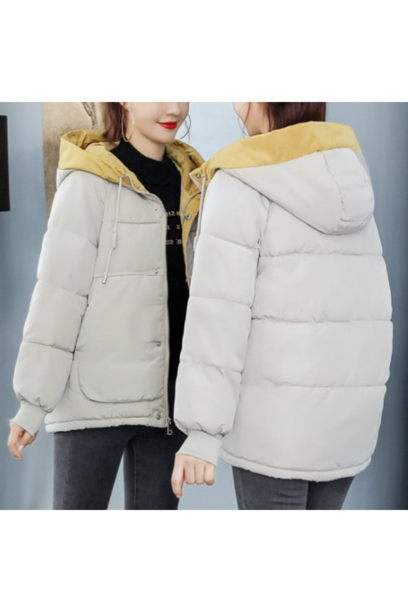 Women's Puffer Jacket with Hood Lightweight Thermal Quilted Coat with Pockets Winter Zip-up Warm Down Jacket