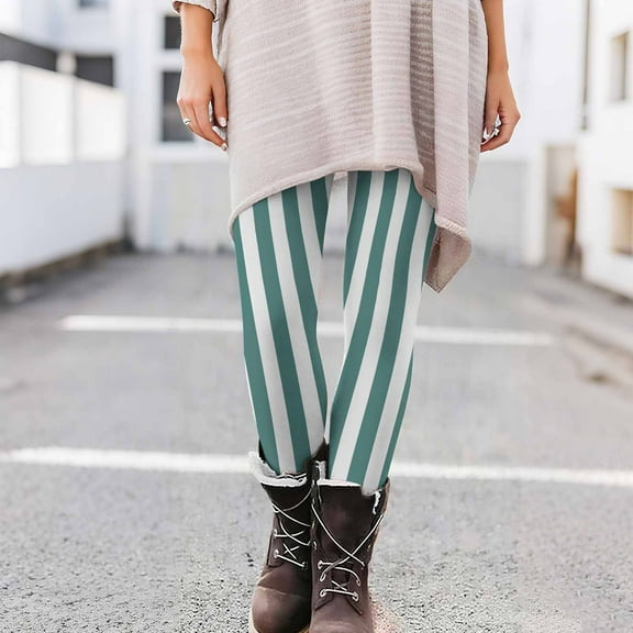 Abomasnow Women's Rainbow Striped Leggings Stretchy Workout Pants Ugly Christmas Leggings Halloween Party Cosplay Tights