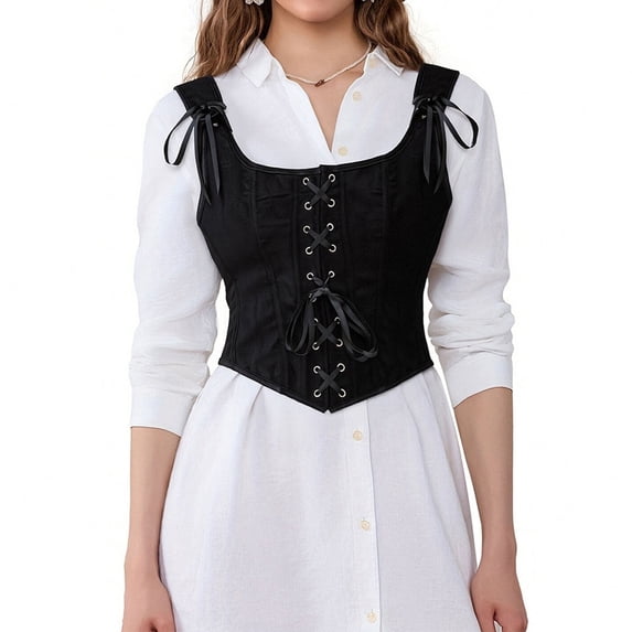 Abomasnow Women's Renaissance Corset Tops Vintage Lace Up Tie Front Overbust Bustier Shapewear