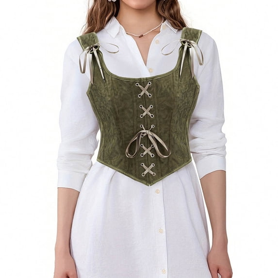 Abomasnow Women's Renaissance Corset Tops Vintage Lace Up Tie Front Overbust Bustier Shapewear