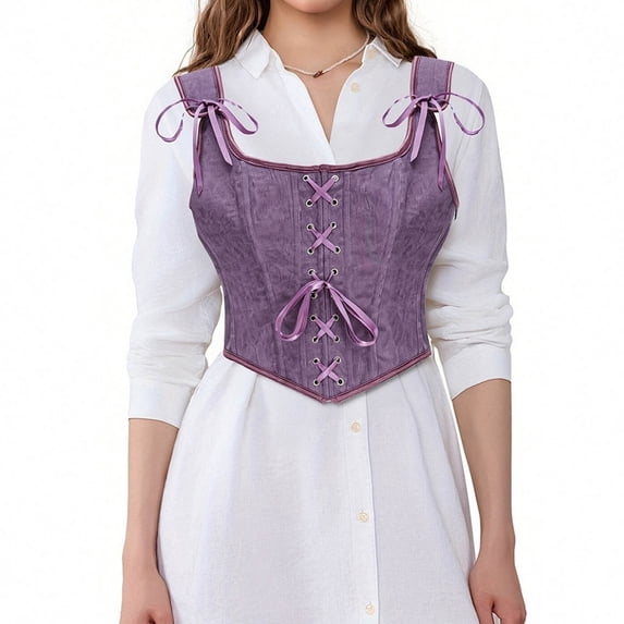 Abomasnow Women's Renaissance Corset Tops Vintage Lace Up Tie Front Overbust Bustier Shapewear