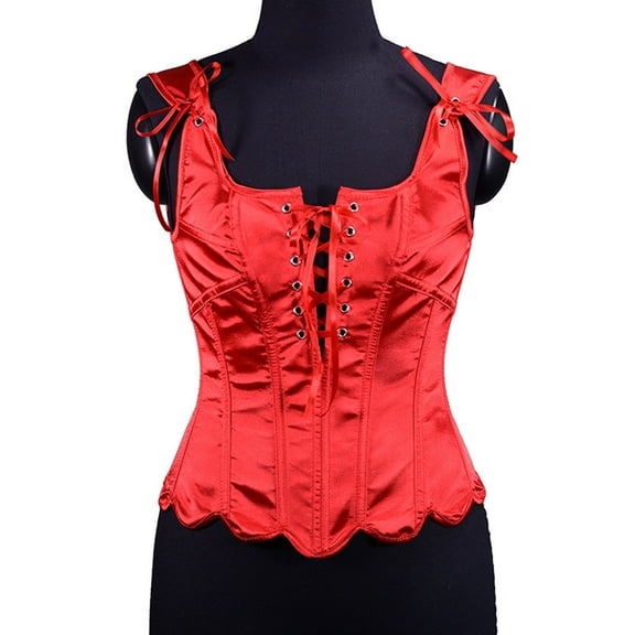 Abomasnow Women's Renaissance Lace-Up Vintage Boned Bustier Corset Tops Trendy Solid Backless Overbust Shapewear Tops on Clearance