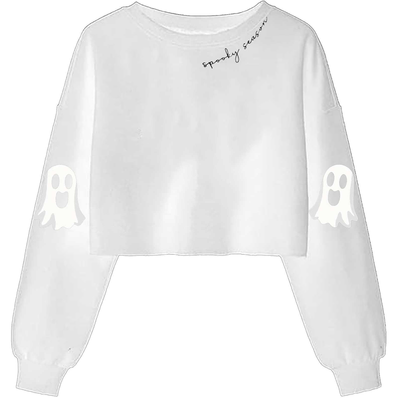 Felpa scura Donna Felpa Con Cappuccio Girocollo Halloween Skeleton Felpa Stampato Manica Lunga Pullover Top Light Pullover, Beige, S