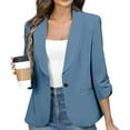 thumbnail image 1 of Abomasnow Women's Ruched 3/4 Sleeve Cardigan Blazers Dressy Casual Shawl Lapel One Button Open Front Business Work Office Blazers, 1 of 8