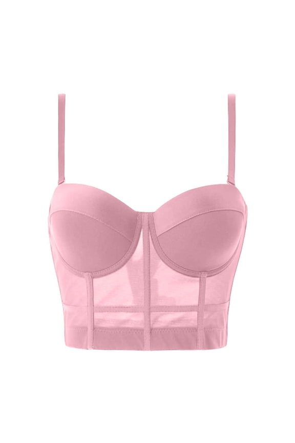 Women's Sexy Mesh Push Up Corset Bustier Bra Club Party Cropped Top