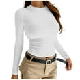 thumbnail image 1 of Abomasnow Women's Soft Long Sleeve Shirts Crew Neck Tops Basic Tees Stretchy Going Out Crop Tops Y2K Slim Fit T-Shirts, 1 of 4