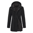 thumbnail image 1 of Abomasnow Women's Softshell Rain Jacket with Removable Hood Fleece Lined Windbreaker Insulated Waterproof Long Warm Rain Jacket, 1 of 5