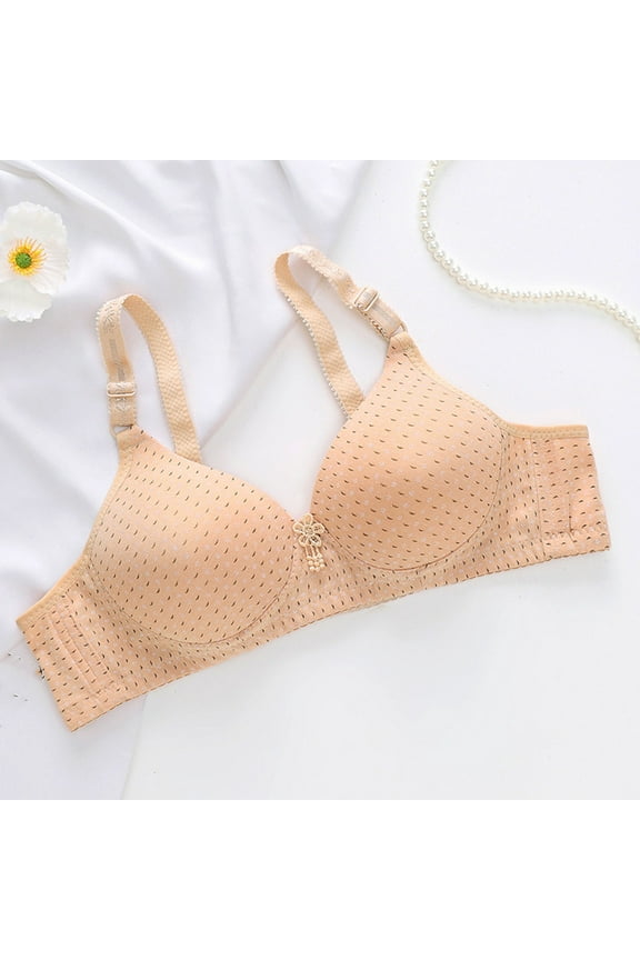 Women's Threaded White Nylon Half Cup Thin Cup T-shirt Steel Rim Bra Low Cut Bra