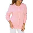 thumbnail image 1 of Abomasnow Women's Tie Front Cardigan Sweaters Bow Puff Long Sleeve Knit Cardigans Coats Fall Fashion Clothes, 1 of 9