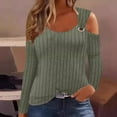 thumbnail image 1 of Abomasnow Women's Tops Cold Shoulder Long Sleeve Shirts Casual Dressy Pullover Ribbed Shirt Tunic Top 2025 Fall Business Trendy Solid Color Shirt Outfits, 1 of 6