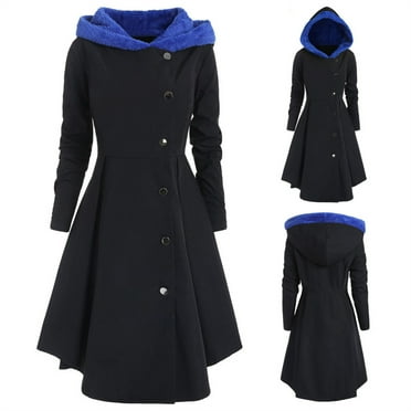 Abomasnow Women's Trench Coat Notch Lapel Double Breasted Thick A Line Pea Coats Jacket Long Fitted Trenchcoat Winter Pleated Hem Lapel Outwear Belt with Pockets