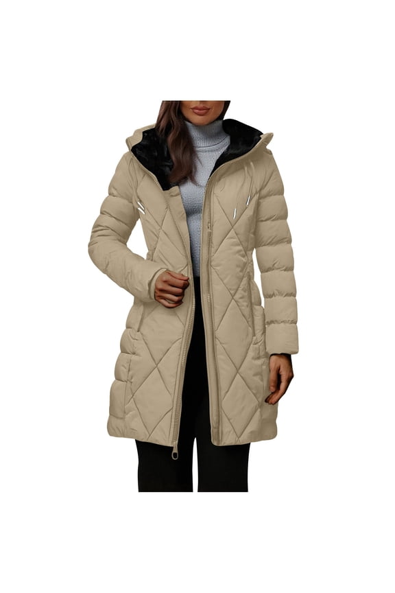 Women's Winter Puffer Coat Thicken Fleece Lined Down Jacket Waterproof Faux Fur Detachable Hooded Parka S-2XL