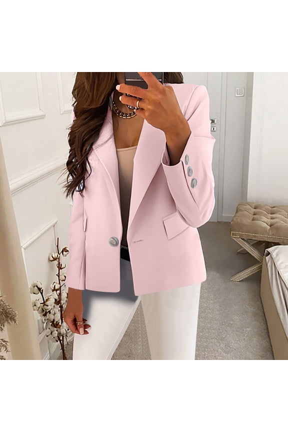 Women's Work Office Blazer One Button Notched Lapel Business Tuxedo Blazer Casual Blazer Jackets Suit