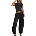 thumbnail image 1 of Abomasnow Womens 2 Piece Outfits Summer Casual V Neck Sleeveless Tops and Long Pants Tracksuit Lounge Jogger Set Athletics Running Gym Yoga Loungewear with Pockets, 1 of 6