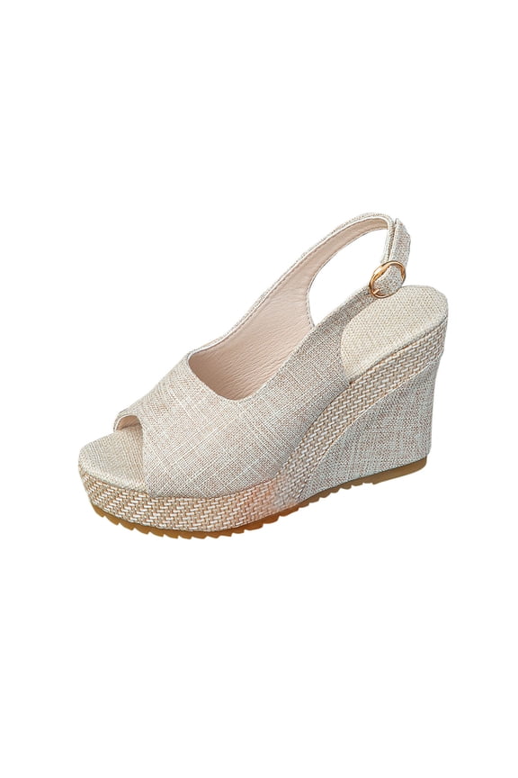 Womens Ankle Strap Espadrille Wedges Round Open Toe Platform Slingback Slip on Peep Toe Sandals Comfort Summer Shoes