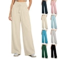 thumbnail image 1 of Abomasnow Womens Athletic Pants Elastic High Waisted Drawstring Wide Leg Baggy Pants Work Office Casual Workout Sports Pants with Pockets, 1 of 6