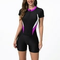 thumbnail image 1 of Abomasnow Womens Bathing Suit Short Sleeve Front Zipper Swimsuit Rash Guard One Piece UPF 50+ Sun Protection Surfing Swimming on Clearance, 1 of 1