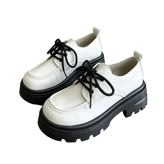Abomasnow Womens Black PU Lace-Up Thick Sole Oxford Shoes Casual Lightweight Wedding Party Dress Shoes
