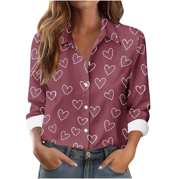 Abomasnow Womens Button Down Shirts Long Sleeve Wrinkle-Resistant Dress Shirts Casual V Neck Collared Tops Work Office Blouse