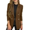 thumbnail image 1 of Abomasnow Womens Casual Blazer Jacket Gold Button Long Sleeve Work 0ffice Blazer Shawl Lapel Open Front Jacket, 1 of 6