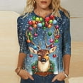 thumbnail image 1 of Abomasnow Womens Christmas Shirts Dressy 3/4 Length Sleeve Tops - Funny Xmas Graphic 2025 Crew Neck Holiday Pullover Tops, 1 of 5