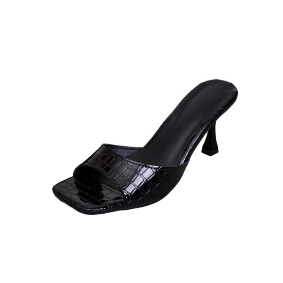 Abomasnow Womens Clear Heels Sandals Transparent Stiletto Heel Slippers Backless Peep Toe Slip on Heeled Mules