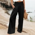thumbnail image 1 of Abomasnow Womens Elastic High Waisted Palazzo Pants Casual Wide Leg Long Lounge Pant Trousers with Pockets, 1 of 7
