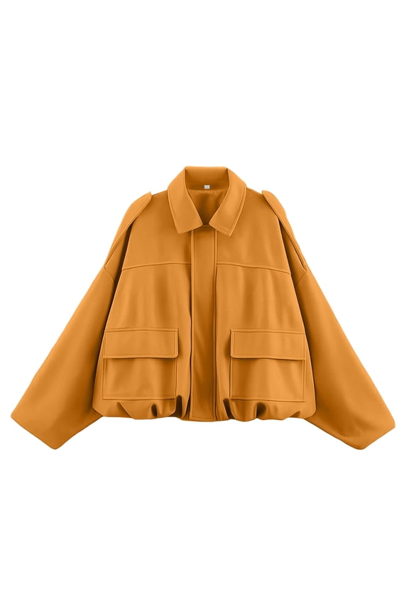 Womens Faux Suede Bomber Jacket Oversized Lapel Pilot Cropped Coat Casual Motorcycle Jackets 2025 Outerwear