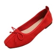 thumbnail image 1 of Abomasnow Womens Flock Bow Decor Square Toe Slip‑On Ballet Flat Shoes Casual Lightweight Going Out Shoes, 1 of 9