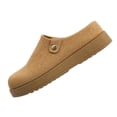 thumbnail image 1 of Abomasnow Womens Flock Metal‑Button Decor Round Toe Slip‑On Backless Clog Mule Casual Shoes, 1 of 9