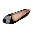 thumbnail image 1 of Abomasnow Womens Flock Peep Toe Rhinestone Decor Slip‑On Dress Flat Shoes Work Office Casual Wedding Party Shoes, 1 of 9