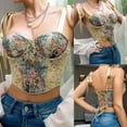 thumbnail image 1 of Abomasnow Womens Floral Corset Tops Vintage Adjustable Strape Push Up Boned Shapewear Crop Tops Fashion Lace-Up Back Waist Bodyshaper Tops, 1 of 8