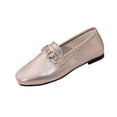 thumbnail image 1 of Abomasnow Womens Glitter PU Metal Horsebit Decor Slip‑On Square Toe Flat Loafer Shoes for Wedding Party, 1 of 9