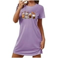 thumbnail image 1 of Abomasnow Womens Halloween Nightgown Casual Summer Fall Crewneck Short Sleeve T Shirt Deess Soft Loose Print Tunic Shirt Pajamas Sleepwear on Clearance, 1 of 4