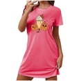 thumbnail image 1 of Cxenplz Womens Halloween Nightgown Casual Summer Fall Crewneck Short Sleeve T Shirt Deess Soft Loose Print Tunic Shirt Pajamas Sleepwear on Clearance, 1 of 4