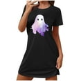 thumbnail image 1 of Abomasnow Womens Halloween Nightgown Casual Summer Fall Crewneck Short Sleeve T Shirt Deess Soft Loose Print Tunic Shirt Pajamas Sleepwear on Clearance, 1 of 4