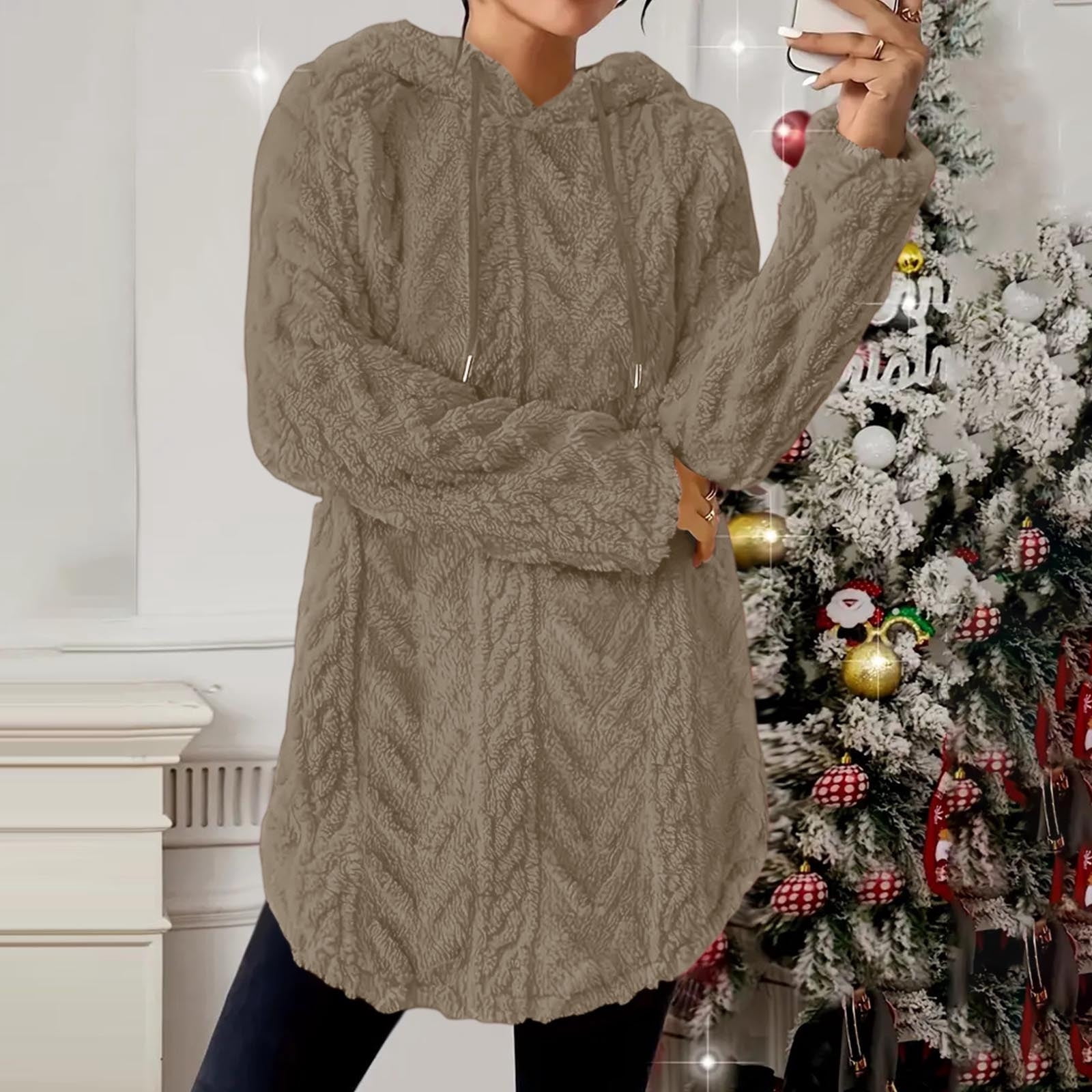 Abomasnow Womens Hooded Sweater Oversized Rebbed Knit Sweater 