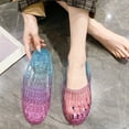 thumbnail image 1 of Abomasnow Womens Jelly Shoes, White Jellies Sandals Glitter Clear Flats Slip On Summer Beach Slippers Transparent Closed Toe Soft Slide, 1 of 7